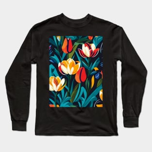 Tulip Composition Abstract Artwork Long Sleeve T-Shirt